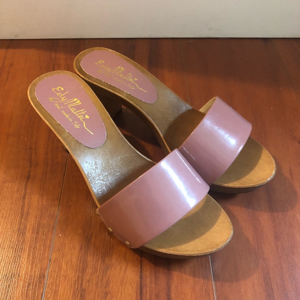Edy Mattei Purple Wooden Slide Sandals